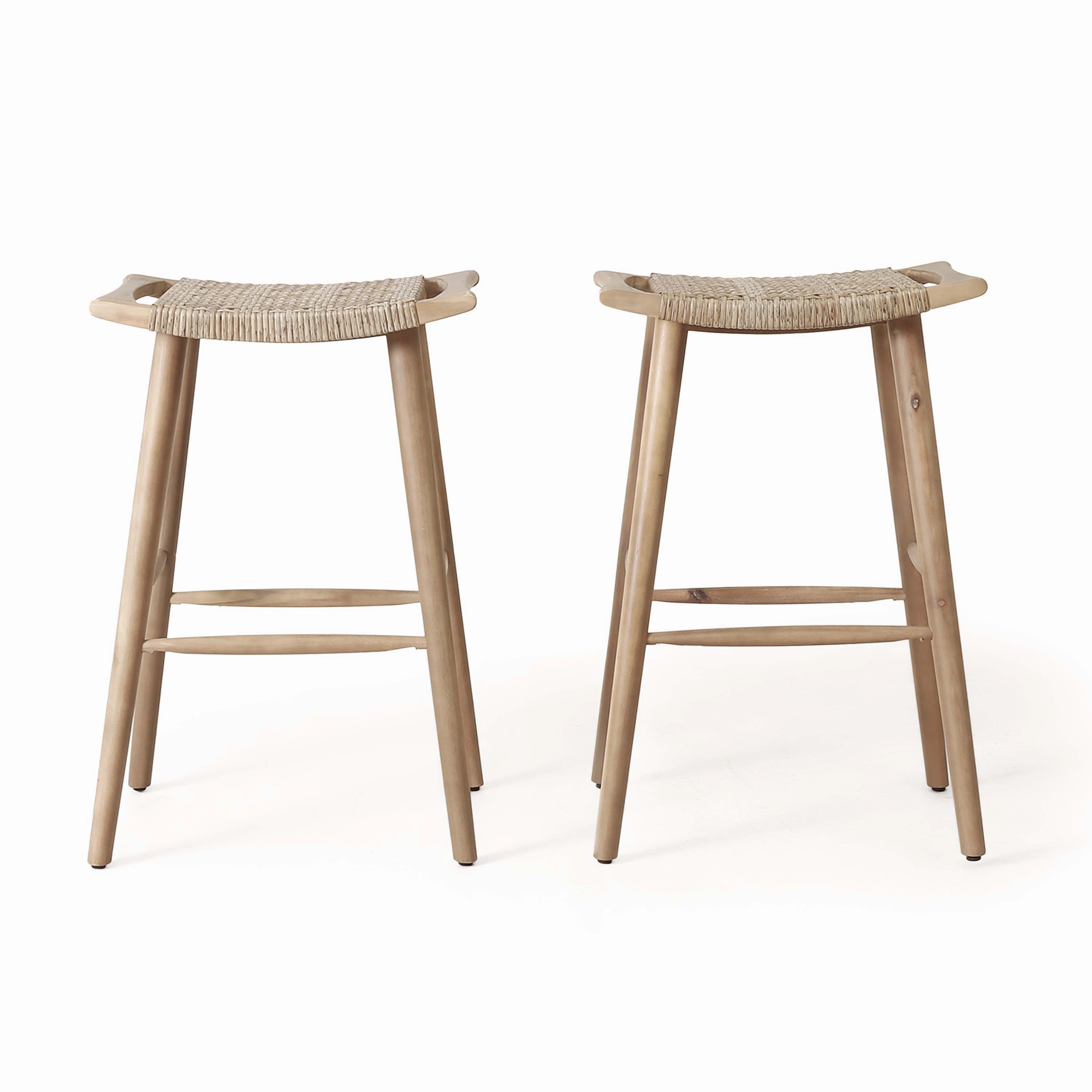 Outdoor Acacia Wood Barstool with Wicker, Set of 2 - NH000413 outdoor lounge chair, patio sofa