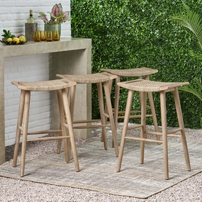 Outdoor Acacia Wood Barstool with Wicker, Set of 4 - NH100413 outdoor lounge chair, patio sofa