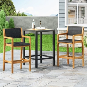 Outdoor Acacia Wood Barstools with Outdoor Mesh (Set of 2) - NH038213 outdoor lounge chair, patio sofa