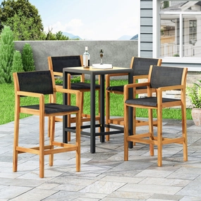 Outdoor Acacia Wood Barstools with Outdoor Mesh (Set of 4) - NH238213 outdoor lounge chair, patio sofa