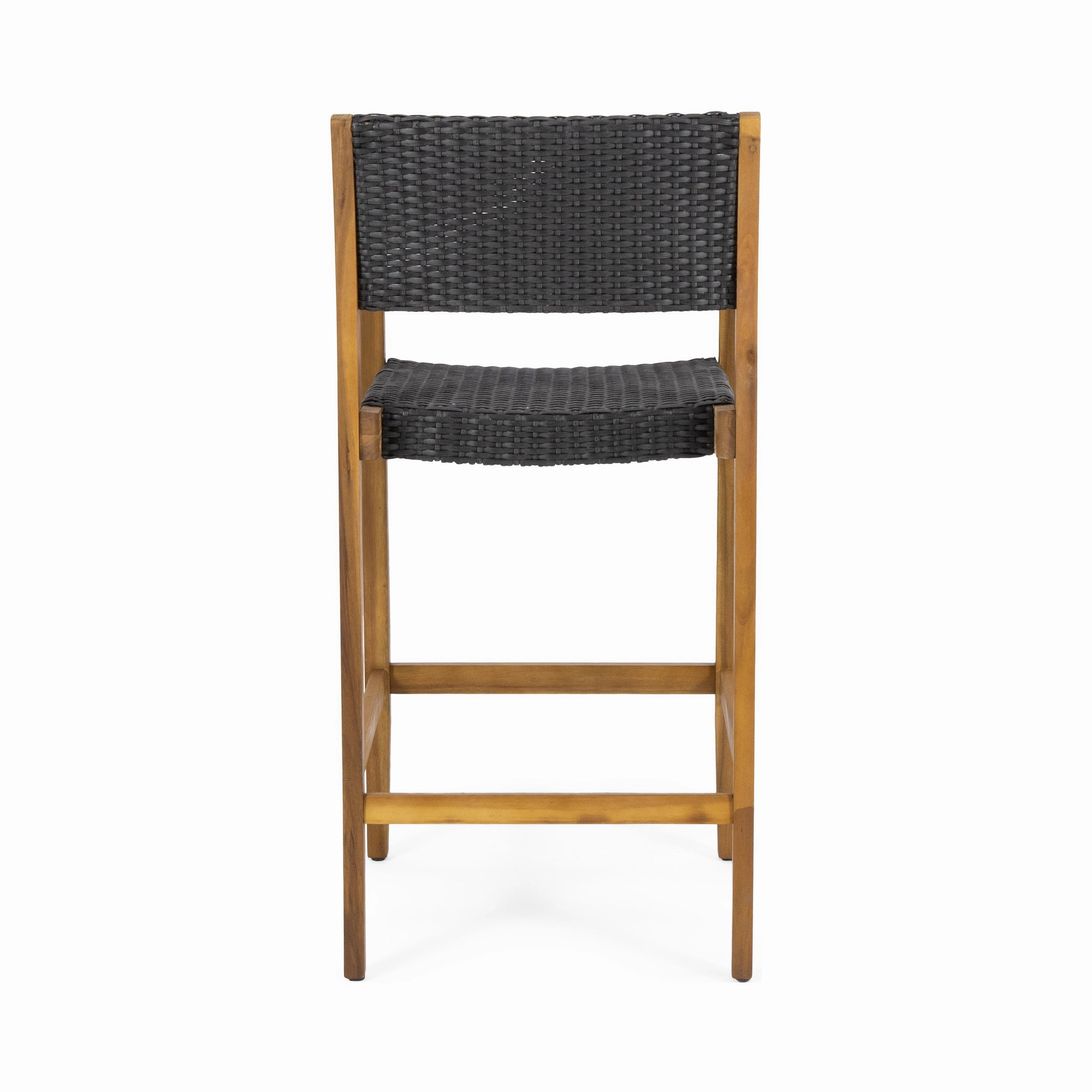 Outdoor Acacia Wood Barstools with Wicker (Set of 2) - NH138213
