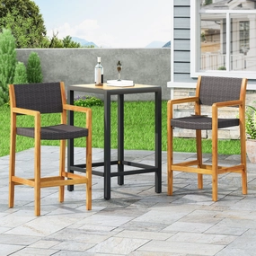 Outdoor Acacia Wood Barstools with Wicker (Set of 2) - NH138213 outdoor lounge chair, patio sofa