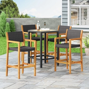 Outdoor Acacia Wood Barstools with Wicker (Set of 4) - NH338213 outdoor lounge chair, patio sofa