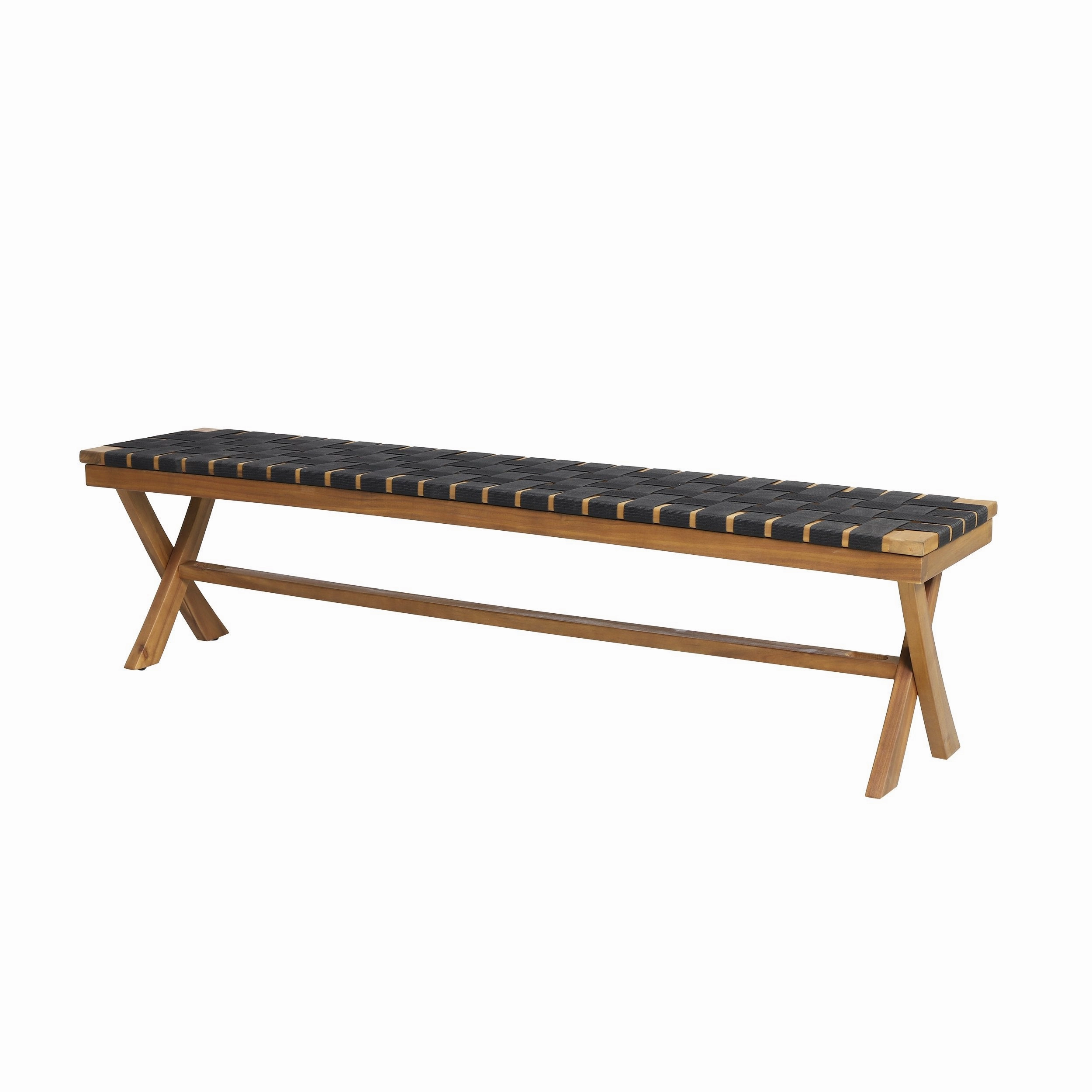 Outdoor Acacia Wood Bench with Rope Seating - NH404313 outdoor furniture, garden bench