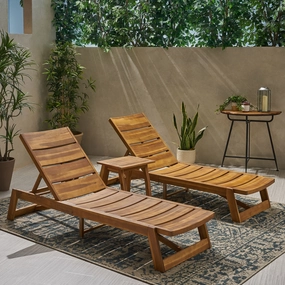 Outdoor Acacia Wood Chaise 3 Piece Lounge Set - NH952013 patio umbrella, gazebo
