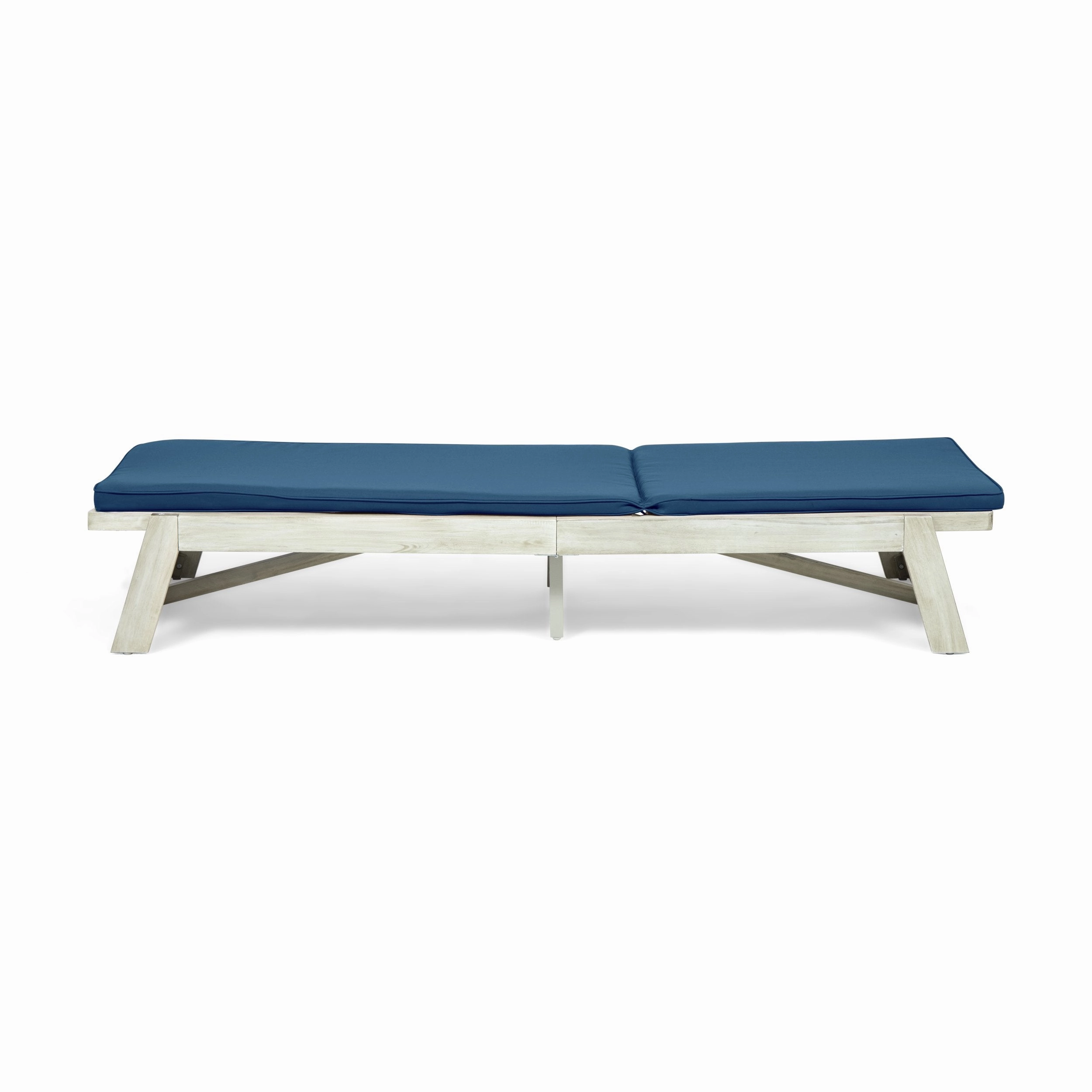 Outdoor Acacia Wood Chaise Lounge and Cushion Set - NH597903