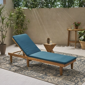 Outdoor Acacia Wood Chaise Lounge and Cushion Set - NH787903 outdoor furniture, garden bench