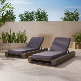 Outdoor Acacia Wood Chaise Lounge and Cushion Sets (Set of 2) - NH958903 outdoor furniture, garden bench