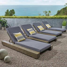 Outdoor Acacia Wood Chaise Lounge and Cushion Sets (Set of 4) - NH858903 patio umbrella, gazebo