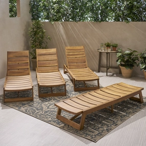 Outdoor Acacia Wood Chaise Lounge (Set of 4) - NH752013 patio umbrella, gazebo