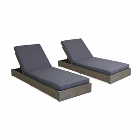 Outdoor Acacia Wood Chaise Lounge with Cushion (Set of 2) - NH614313 patio umbrella, gazebo
