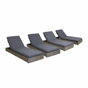 Outdoor Acacia Wood Chaise Lounge with Cushion (Set of 4) - NH814313 patio umbrella, gazebo