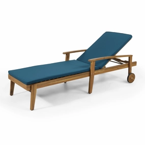 Outdoor Acacia Wood Chaise Lounge with Water Resistant Cushion - NH062513 patio umbrella, gazebo