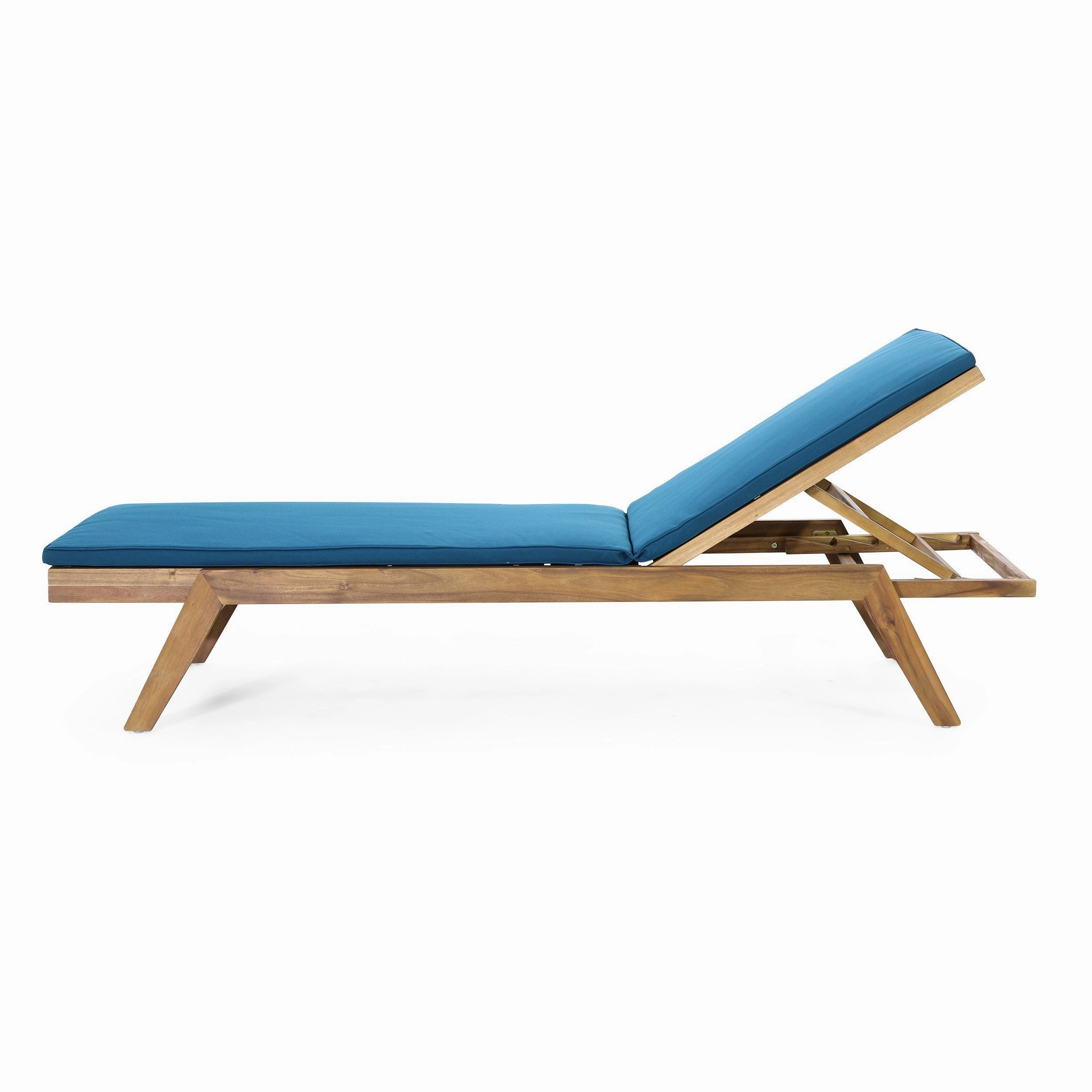 Outdoor Acacia Wood Chaise Lounge with Water Resistant Cushions, Set of 2 - NH148413