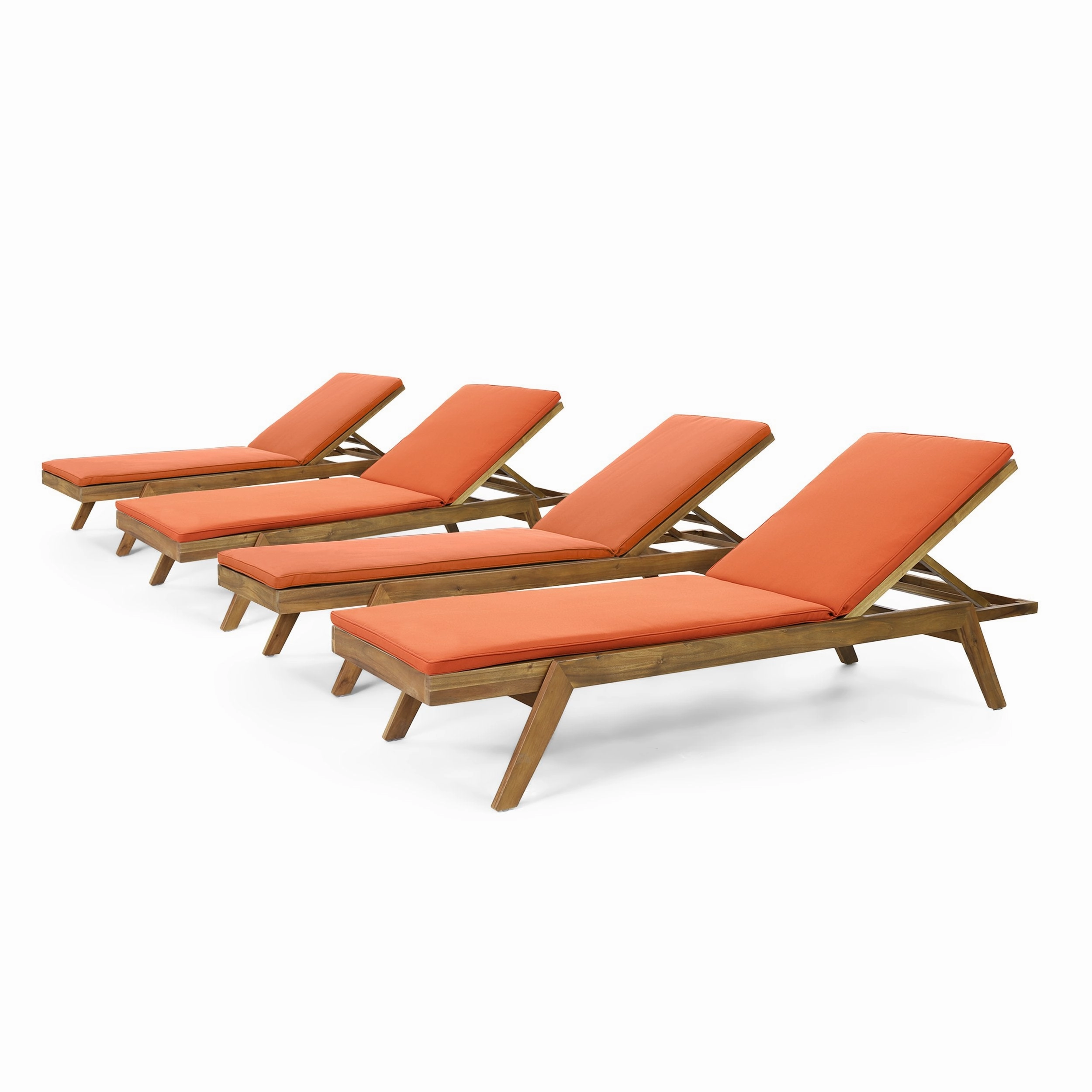 Outdoor Acacia Wood Chaise Lounge with Water Resistant Cushions, Set of 4 - NH848413 patio umbrella, gazebo