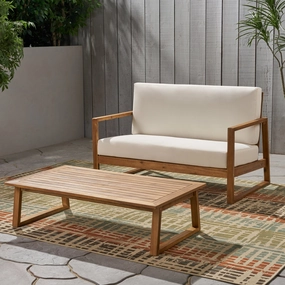 Outdoor Acacia Wood Chat Set with Coffee Table - NH073013 outdoor furniture, garden bench