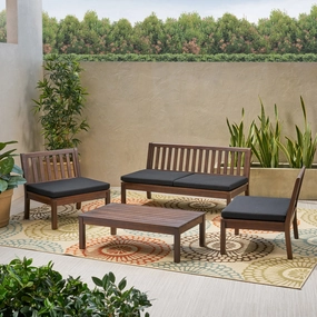Outdoor Acacia Wood Chat Set with Coffee Table - NH409013 outdoor furniture, garden bench