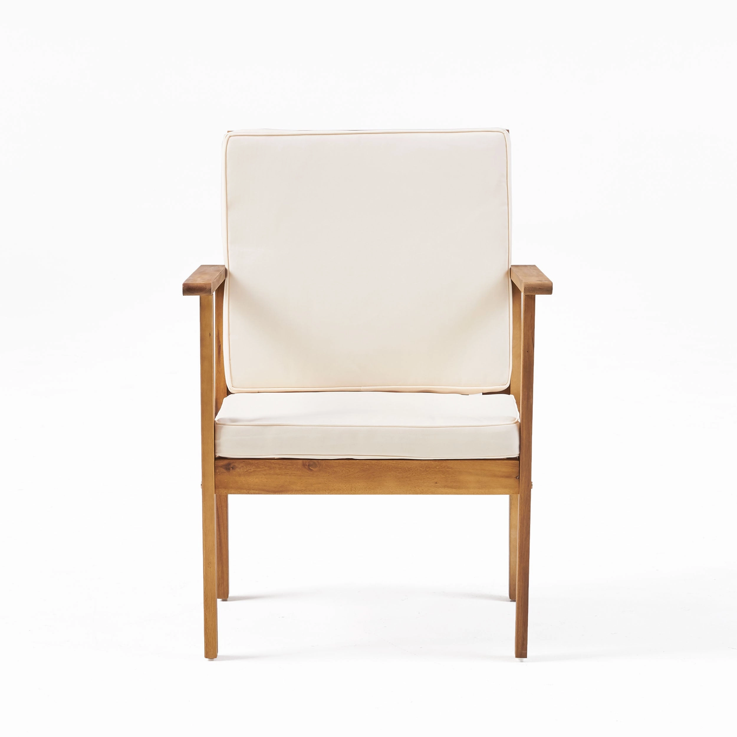 Outdoor Acacia Wood Club Chair and Coffee Table Set with Cushions