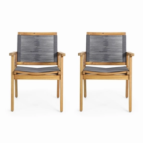 Outdoor Acacia Wood Dining Chair with Rope Seating (Set of 2) - NH096313 outdoor lounge chair, patio sofa