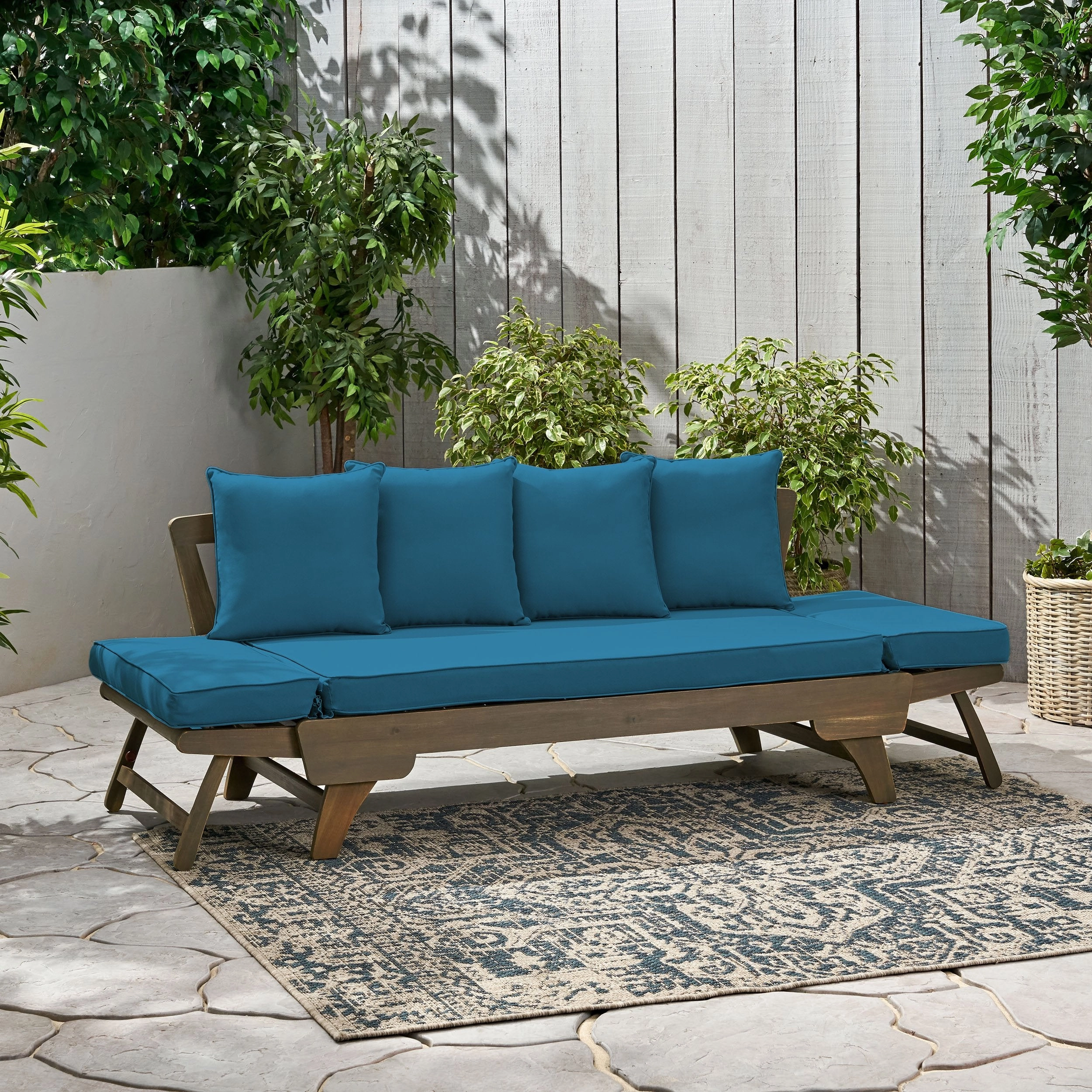 Outdoor Acacia Wood Expandable Daybed with Water Resistant Cushions - NH229213 patio umbrella, gazebo