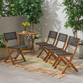 Outdoor Acacia Wood Foldable Bistro Chairs with Wicker Seating (Set of 4) - NH120903 outdoor lounge chair, patio sofa