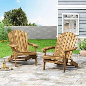 Outdoor Acacia Wood Folding Adirondack Chairs (Set of 2) - NH848213 outdoor furniture, garden bench