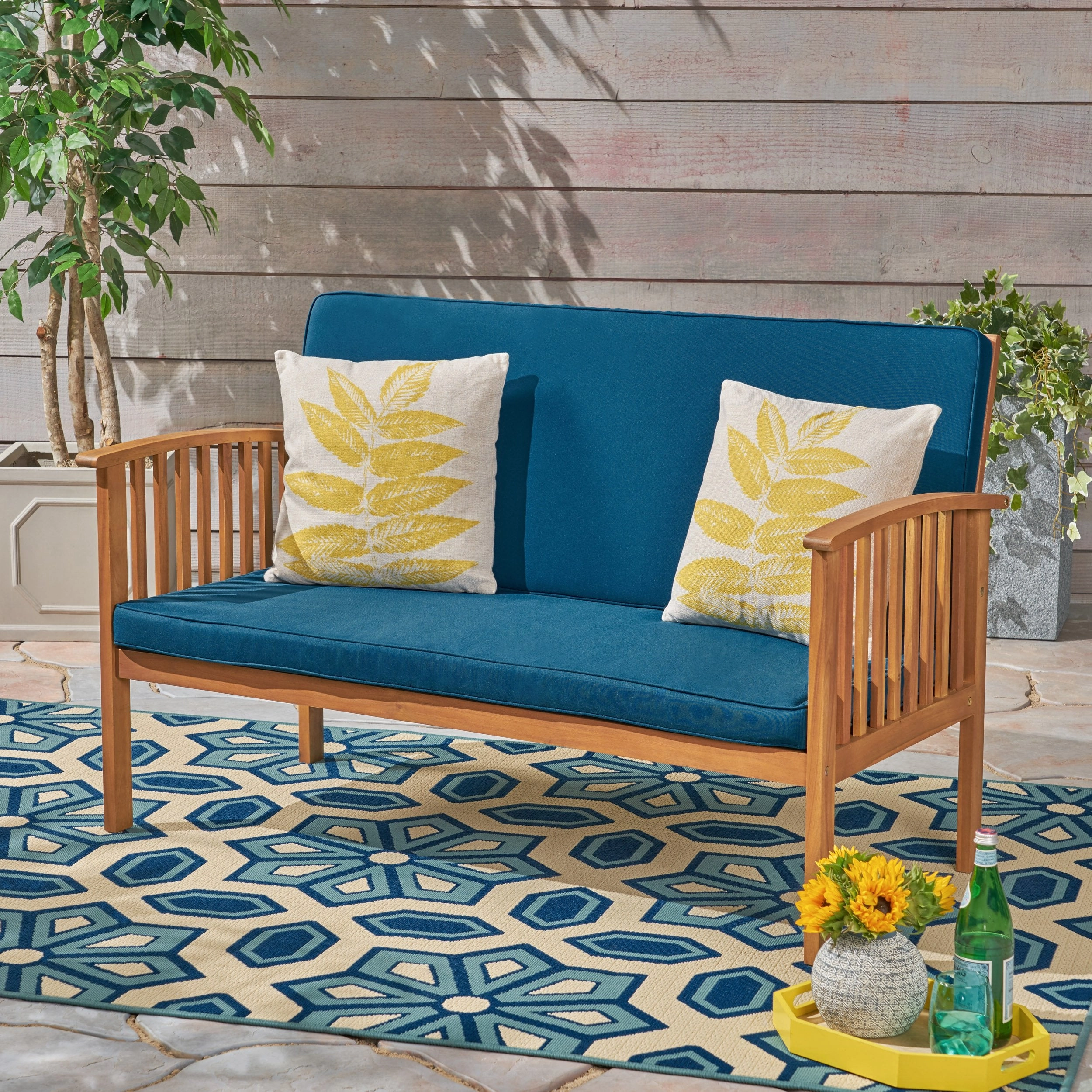 Outdoor Acacia Wood Loveseat - NH745503 outdoor furniture, garden bench