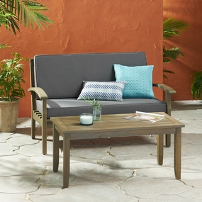 Outdoor Acacia Wood Loveseat and Coffee Table - NH698503 outdoor furniture, garden bench
