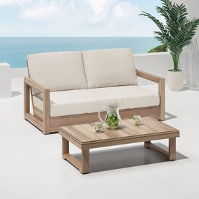 Outdoor Acacia Wood Loveseat Set with Coffee Table - NH139213 outdoor furniture, garden bench