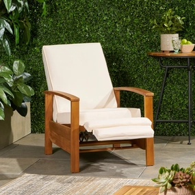 Outdoor Acacia Wood Push Back Recliner with Cushion - NH225113 outdoor furniture, garden bench