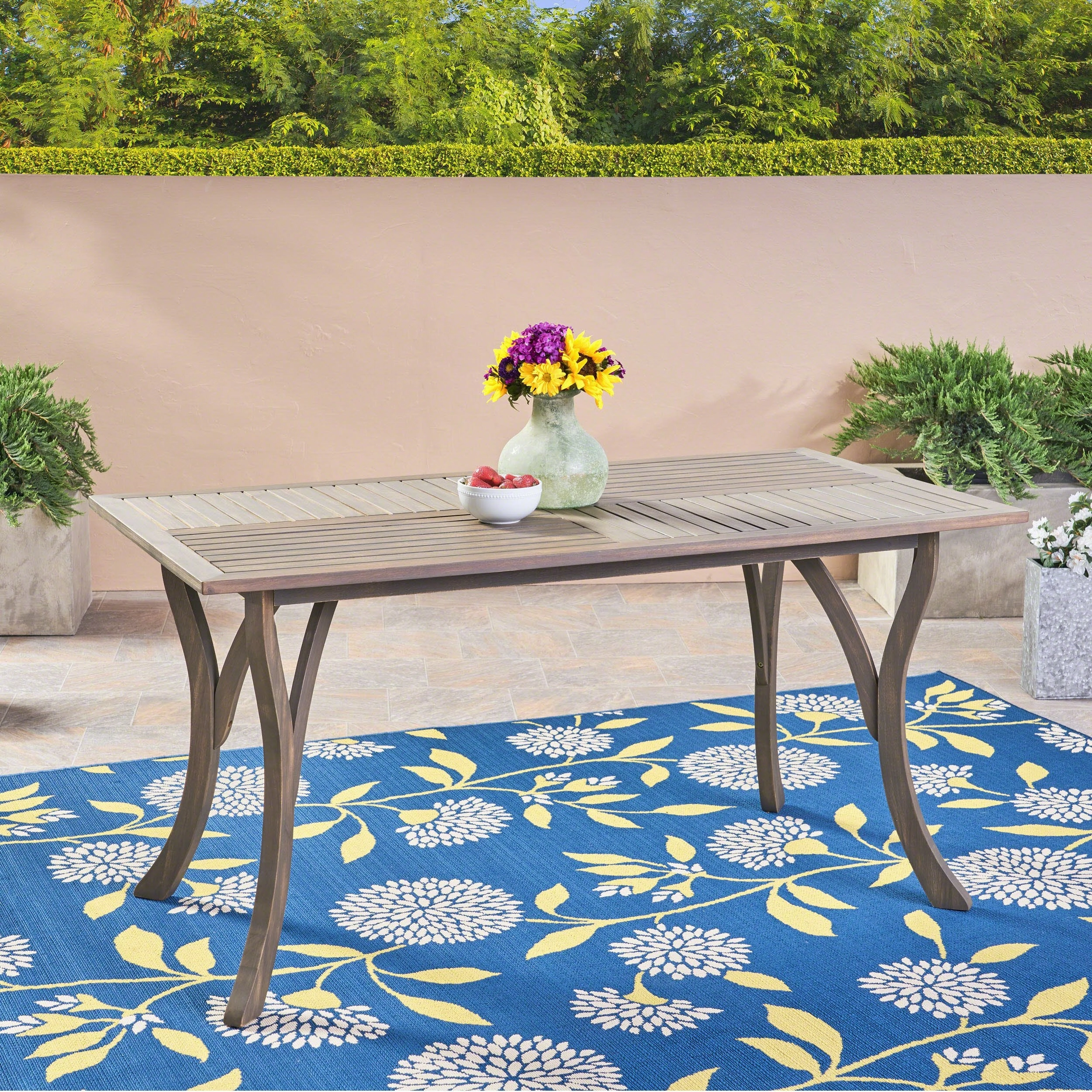 Outdoor Acacia Wood Rectangular Dining Table, Gray - NH290503 outdoor lounge chair, patio sofa