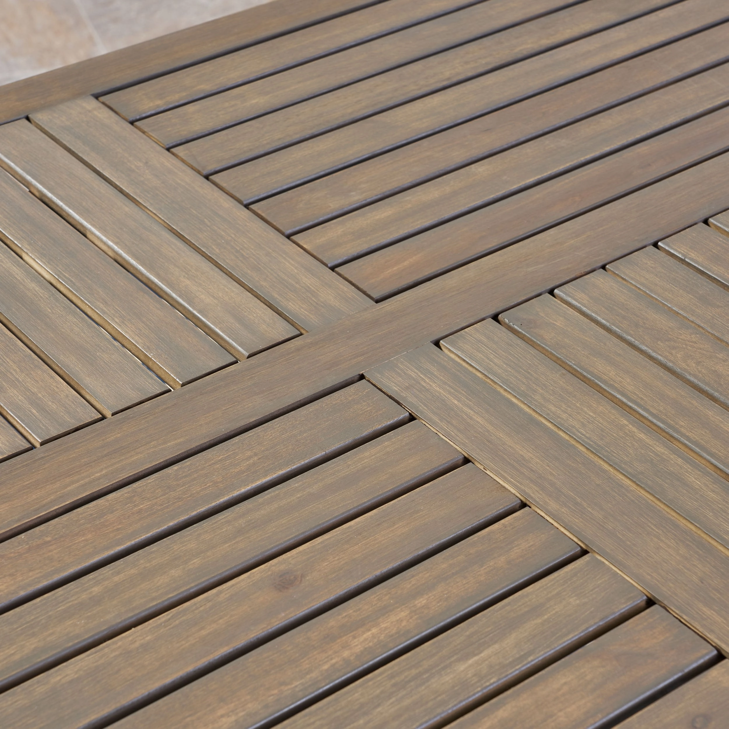 Outdoor Acacia Wood Rectangular Dining Table, Gray - NH290503