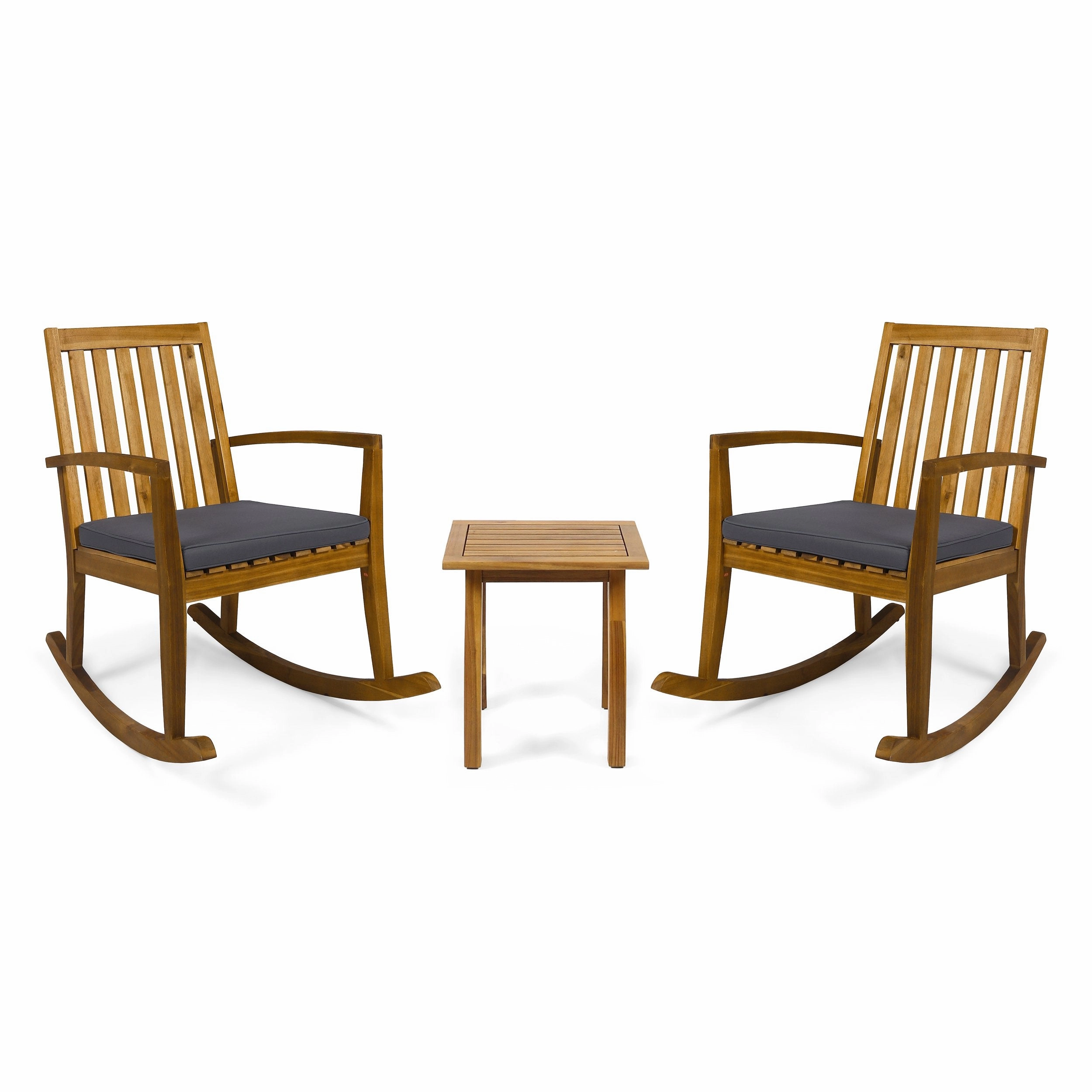 Outdoor Acacia Wood Rocking Chair Chat Set - NH235703