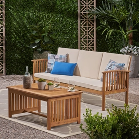 Outdoor Acacia Wood Sofa and Coffee Table Set - NH691803 outdoor furniture, garden bench