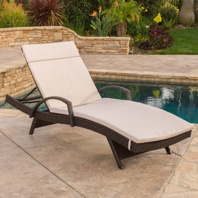 Outdoor Adjustable Armed Chaise Lounge Chair w/ Cushion - NH587692 outdoor furniture, garden bench