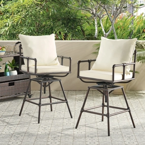 Outdoor Adjustable Pipe Barstools (Set of 2), Black Copper and Beige - NH000692 outdoor lounge chair, patio sofa