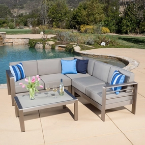 Outdoor Aluminum 4-piece Sofa Set with Cushions - NH176692 outdoor furniture, garden bench