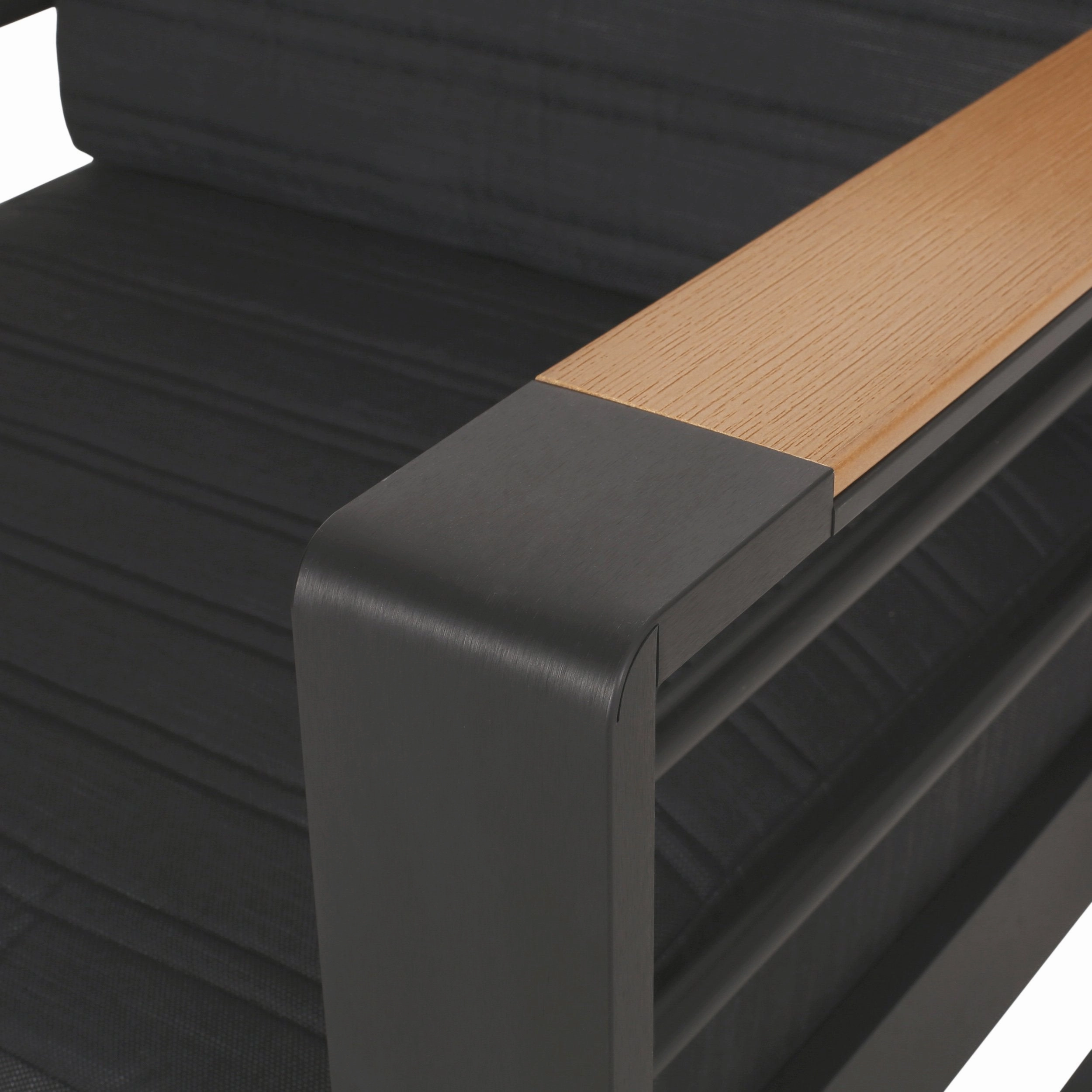 Outdoor Aluminum 4 Seater Chat Set, Black, Natural, and Gray - NH734413