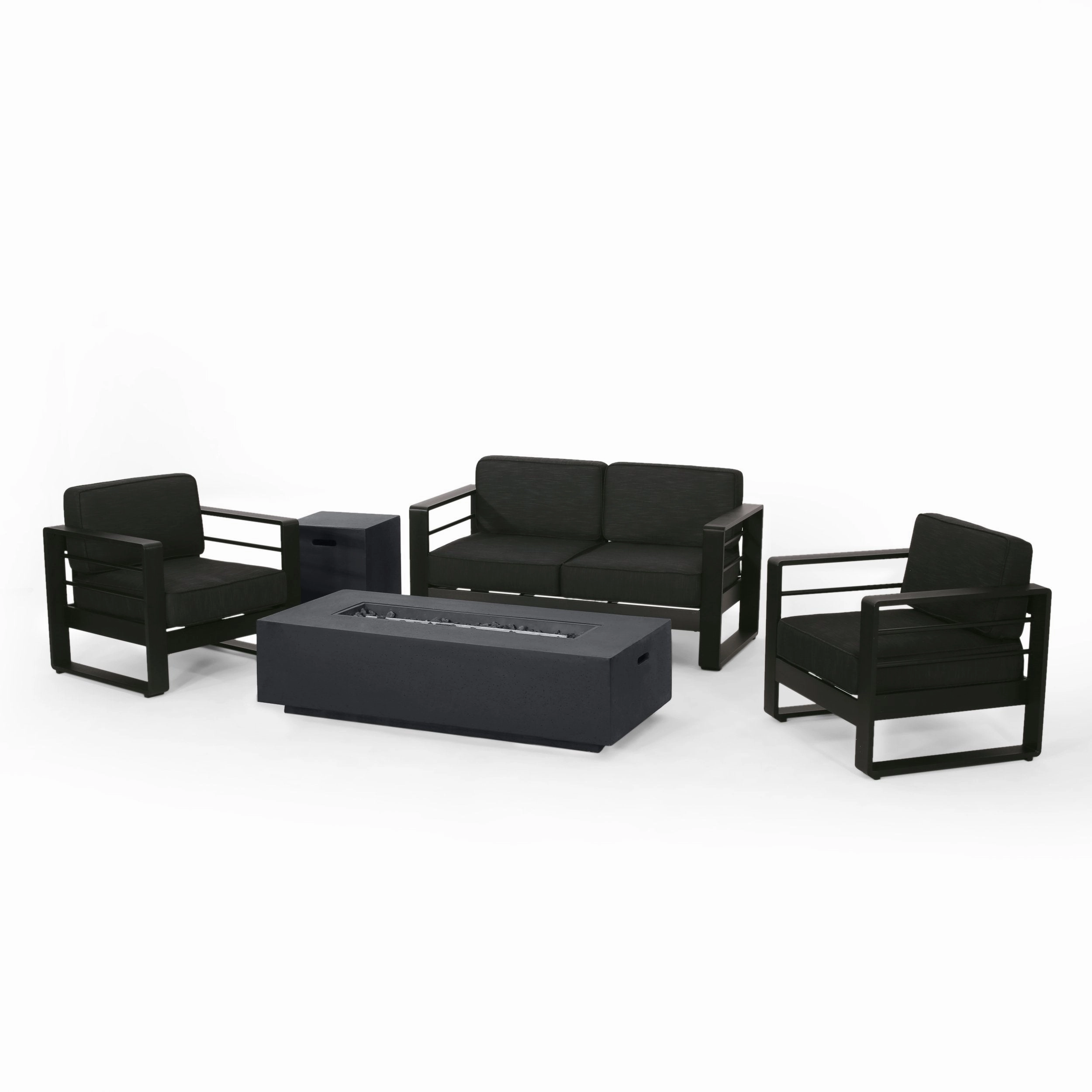 Outdoor Aluminum 4 Seater Chat Set with Fire Pit - NH785313 outdoor furniture, garden bench
