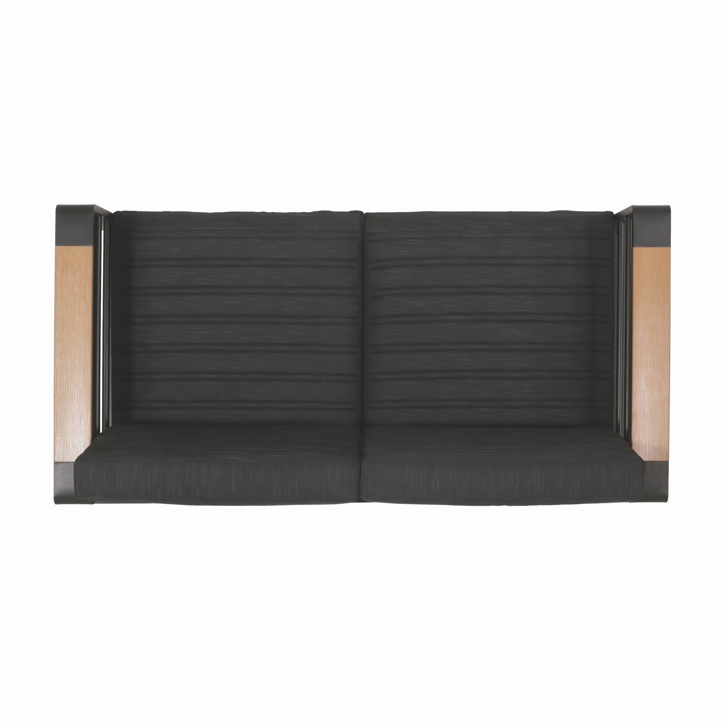 Outdoor Aluminum 4 Seater Chat Set with Fire Pit, Black, Natural, and Dark Gray - NH634413