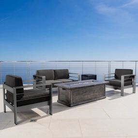 Outdoor Aluminum 5 Piece Chat Set with Fire Table - NH808103 outdoor furniture, garden bench