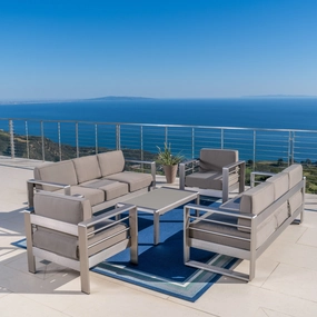Outdoor Aluminum 5-Piece Sofa Set with Khaki Cushions - NH343892 outdoor furniture, garden bench