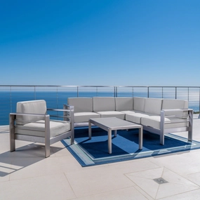 Outdoor Aluminum 5 Piece Sofa Set with Sunbrella Cushions - NH983303 outdoor furniture, garden bench