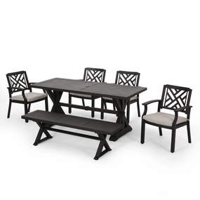 Outdoor Aluminum 6 Piece Dining Set with Bench - NH010413 outdoor lounge chair, patio sofa