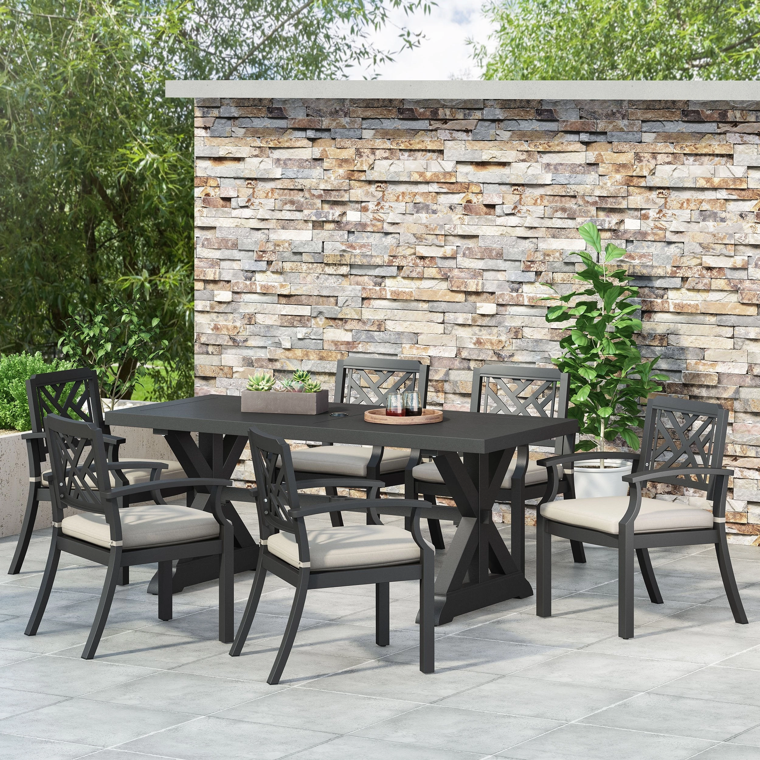 Outdoor Aluminum 7 Piece Dining Set - NH900413