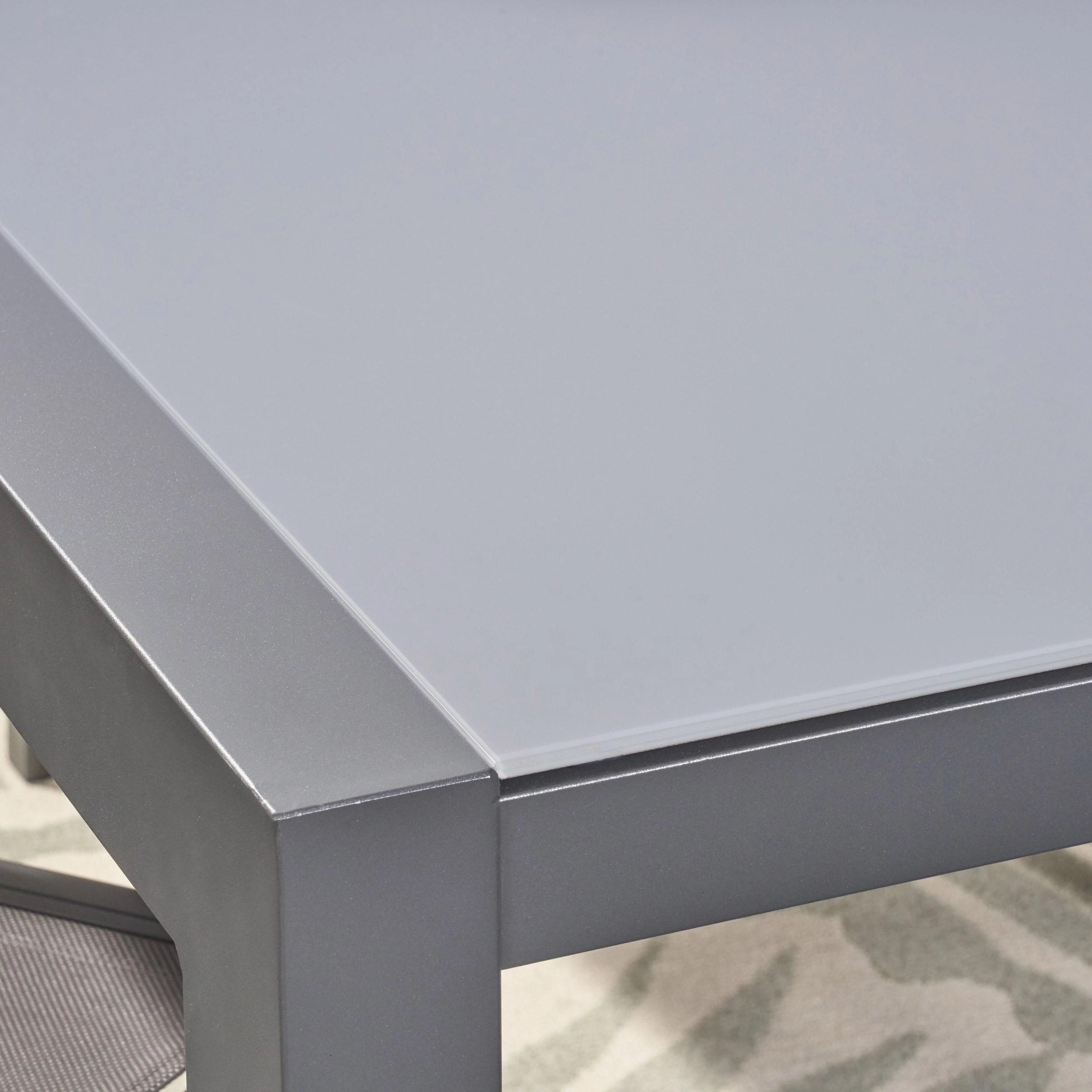 Outdoor Aluminum and Mesh 7 Piece Dining Set with Glass Table Top - NH586503