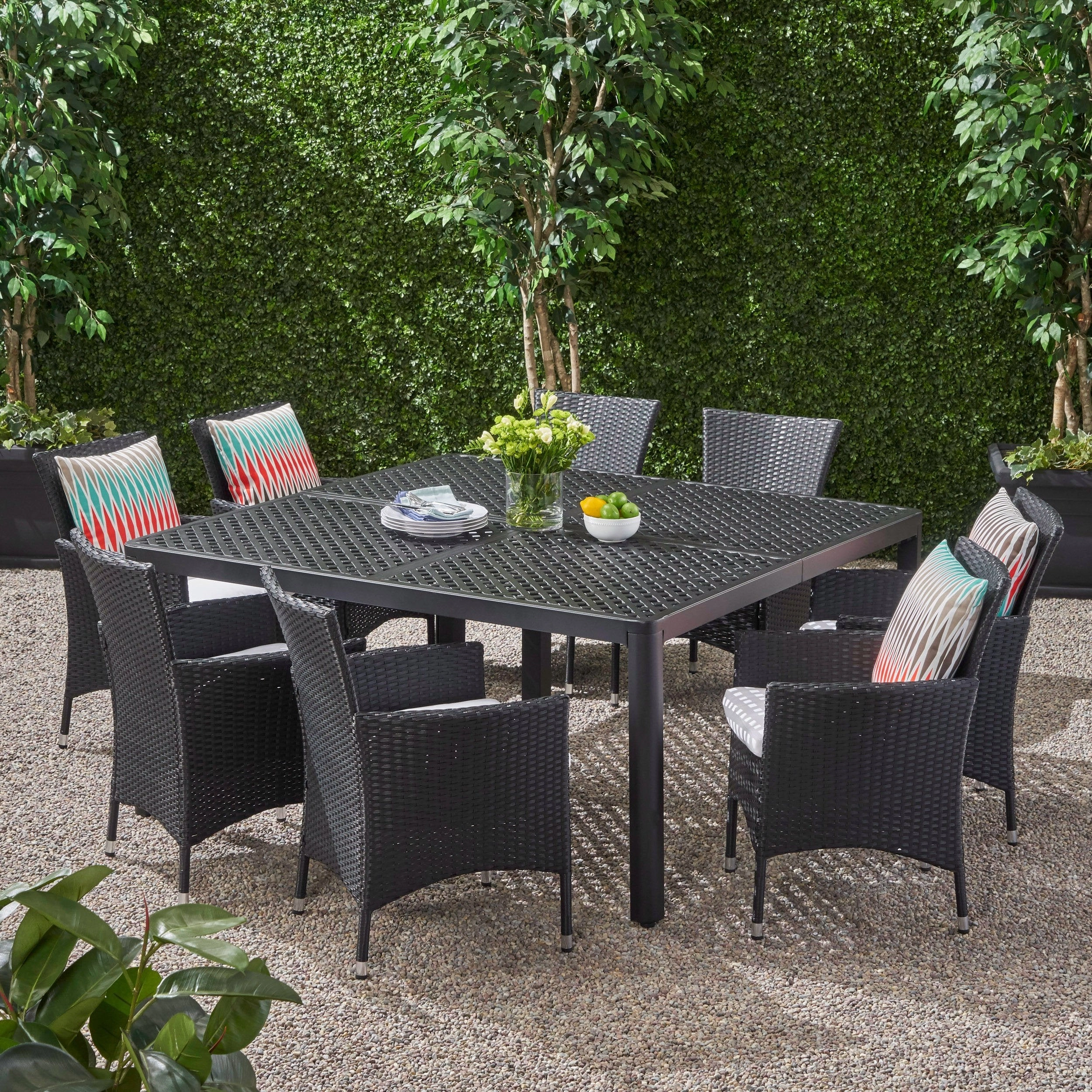 Outdoor Aluminum and Wicker 8 Seater Dining Set - NH193903