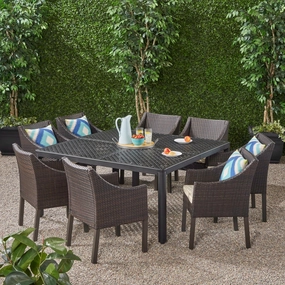 Outdoor Aluminum and Wicker 8 Seater Dining Set - NH983903 outdoor lounge chair, patio sofa
