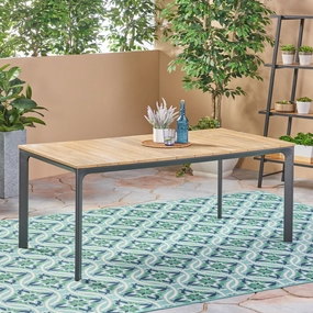 Outdoor Aluminum and Wood Dining Table, Natural - NH741503 outdoor lounge chair, patio sofa