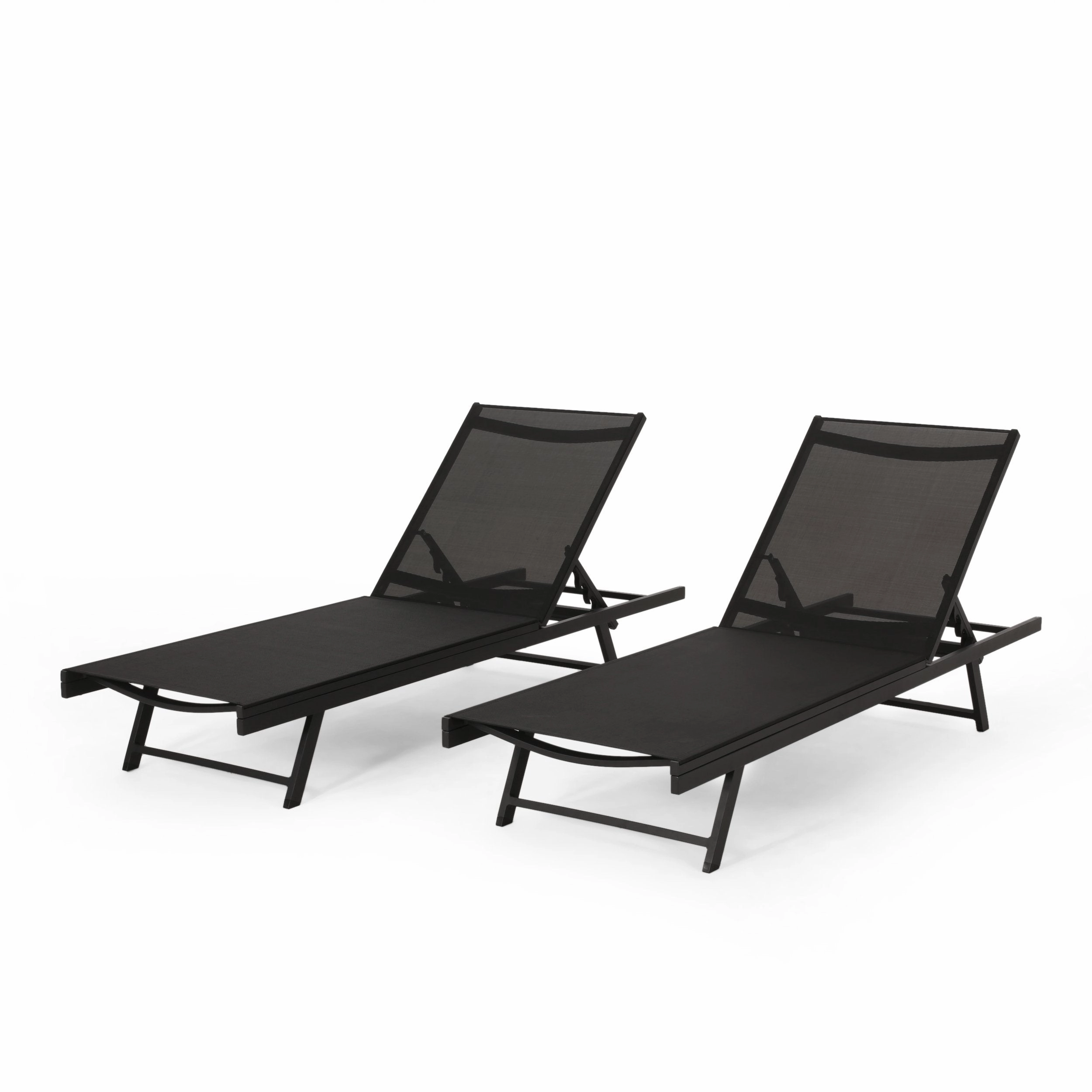 Outdoor Aluminum Chaise Lounge with Mesh Seating (Set of 2) - NH815313 patio umbrella, gazebo
